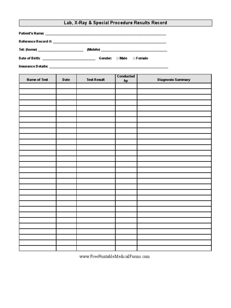 Lab, X-Ray & Special Procedure Results Record | PDF | Career & Growth ...