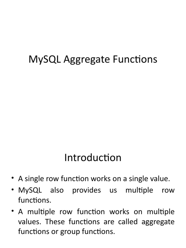 MySQL Aggregate Functions | PDF