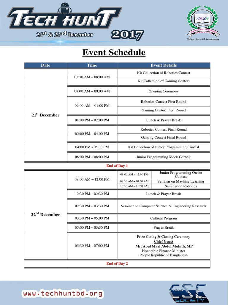Event Schedule: Date Time Event Details | PDF | Artificial Intelligence ...
