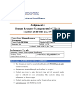 Assignment 3 Human Resource Management (MGT211: Deadline: 28/11/2020 at 23:59