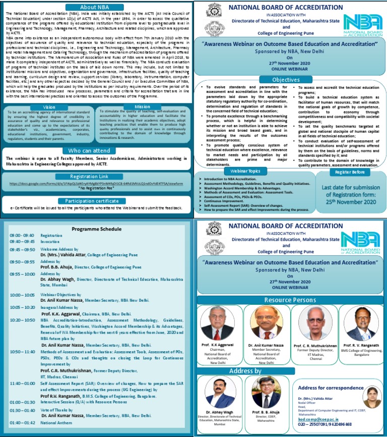 NBA Awareness Webinar Brochure | PDF | Vocational Education ...