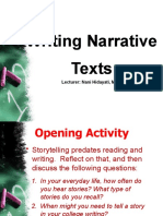 Writing Narrative Texts: Lecturer: Nani Hidayati, M.PD