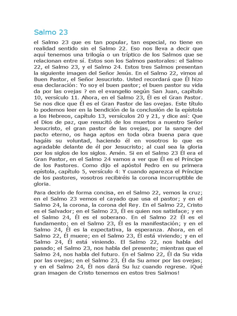 Salmo 23 Estudio | PDF | Salmos | Jesús