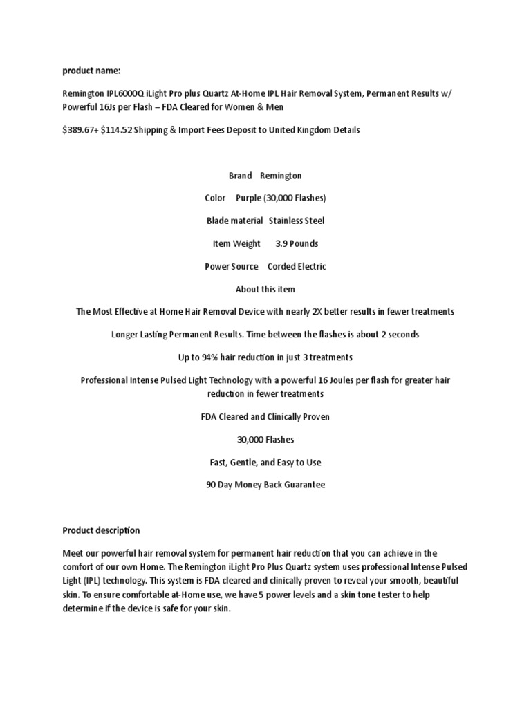 Remington IPL6000Q Ilight Pro Plus PDF Nature