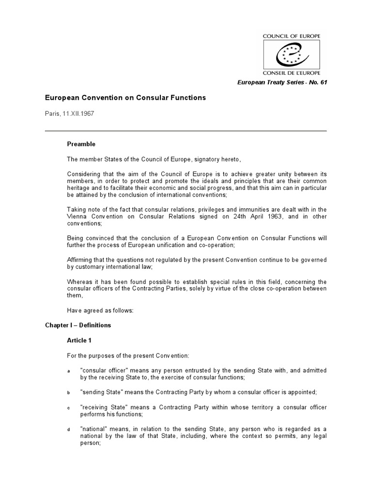 C.O.E. - Treaty of Consular Affairs PDF | PDF | Ratification | Consul ...