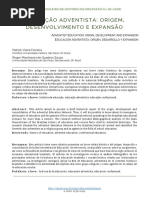 Educação adventista- origem, desenvolvimento e expansão