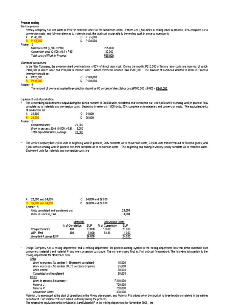 Process Costing and Equivalent Units Analysis | PDF | Management ...