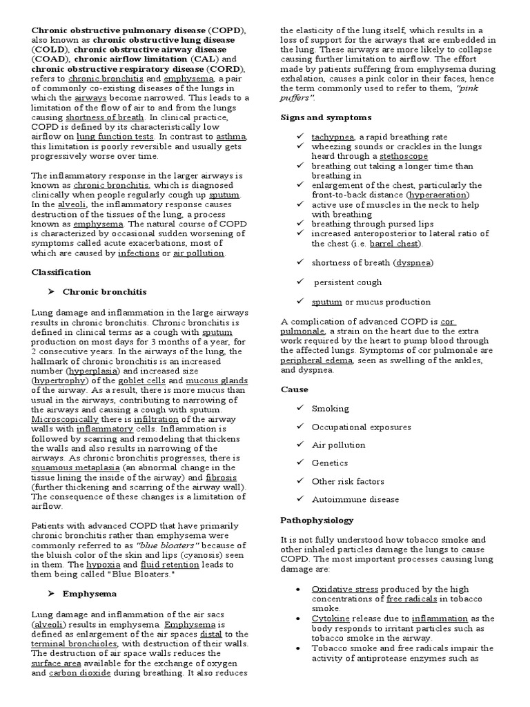 Understanding Chronic Obstructive Pulmonary Disease | PDF | Diseases ...