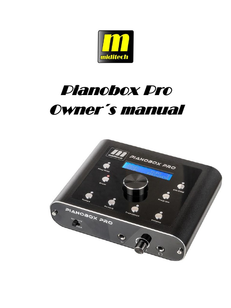 Pianobox Pro Owner S Manual PDF Usb Headphones