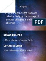 Eclipse: Obscuring The Light From One Celestial Body by The Passage of Another Between It and The Observer