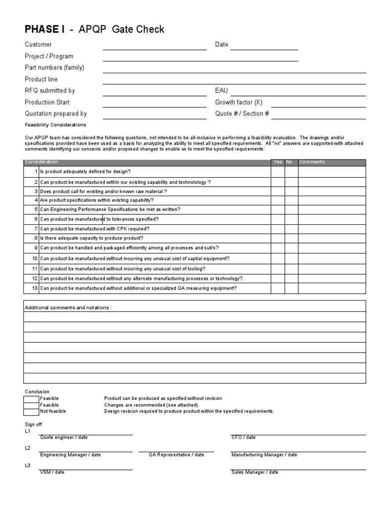 Gate Check Review Forms PDF Specification (Technical Standard
