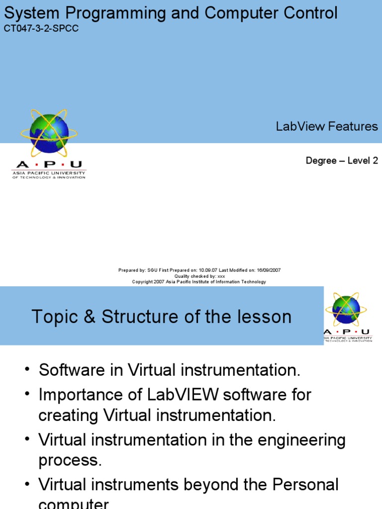APU - SPACC - 08 - LabView Feature | PDF | Embedded System ...