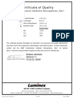 Certificate of Quality: Xmap Classification Calibrator Microspheres, CAL1