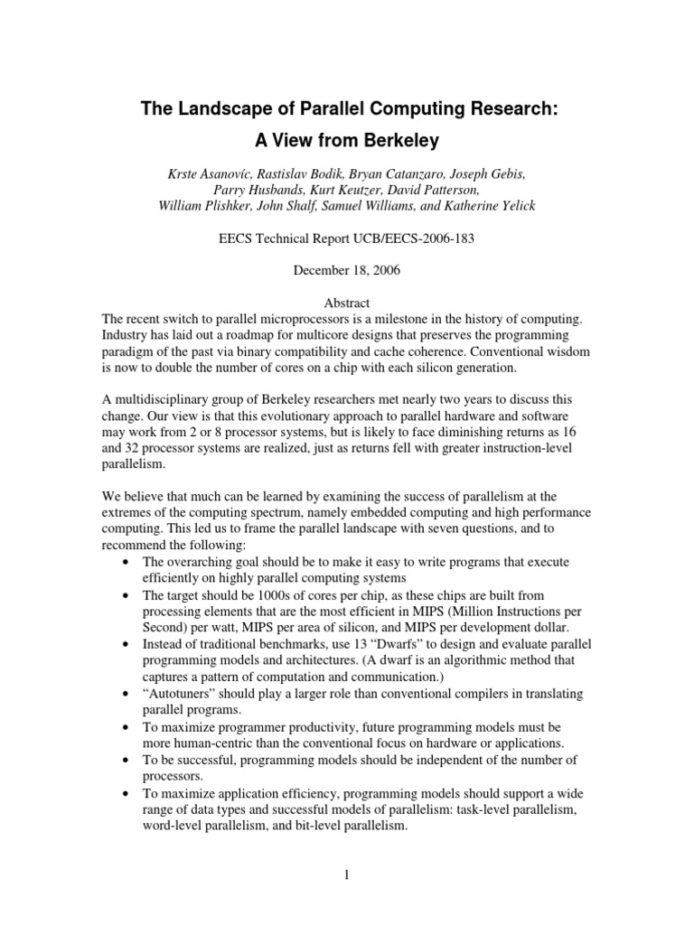 Berkeley View | PDF | Parallel Computing | Multi Core Processor