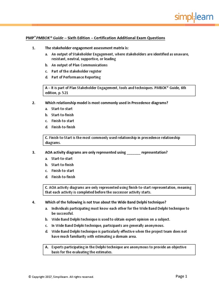 PMP Certification Questions | PDF | Business