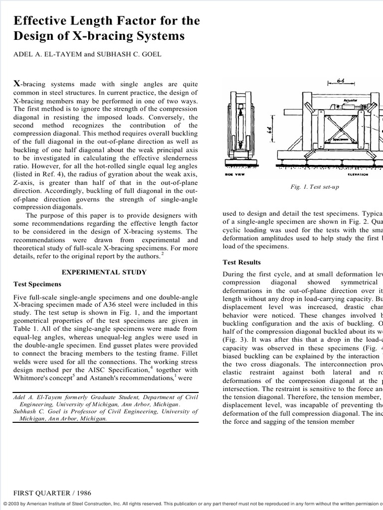 Dokumen Tips Effective Length Factor For The Design Of X Bracing