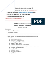 Roll Number..????: MBA EXE Semester-II Assessment 2020 Financial Management Assignment 1 Maximum Marks: 25