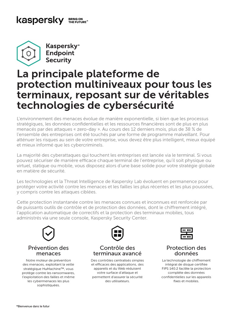 Fiche Kaspersky Endpoint Security | PDF