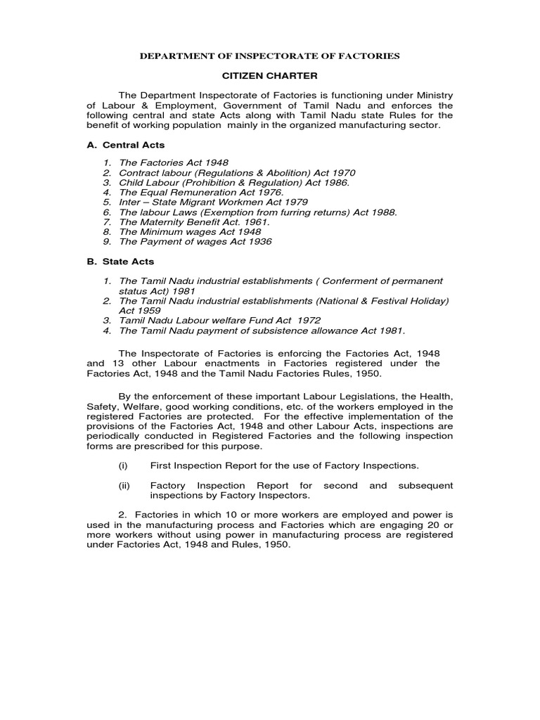 TN Factories Rules PDF PDF Labour Law Employment