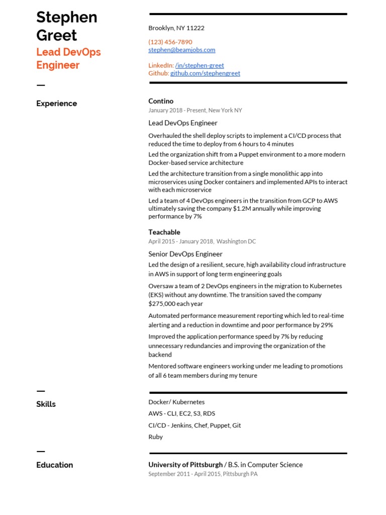 Lead DevOps Engineer Resume | PDF | Amazon Web Services | Information ...