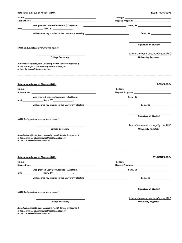 Medical Leave of Absence Form | PDF