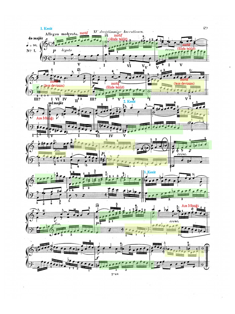 Bach - 3 Ses Invention 1-2 | PDF