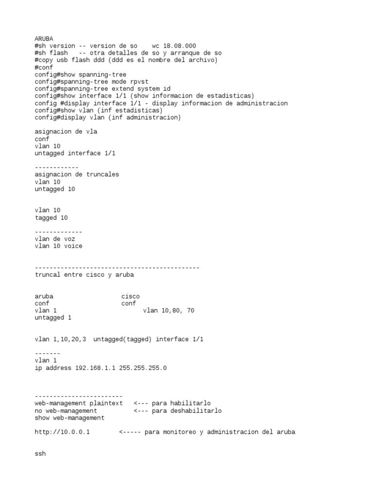 Configuración y Gestión de Aruba Switches | PDF | Telecomunicaciones ...