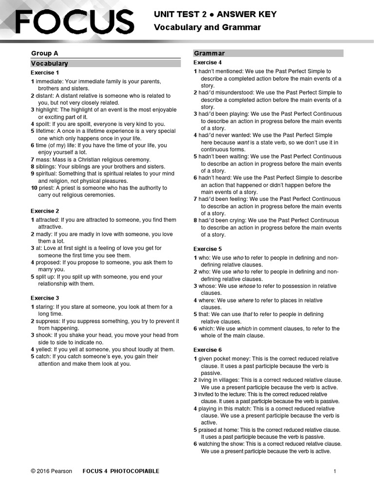 Group A Vocabulary Grammar | PDF | Verb | Grammar