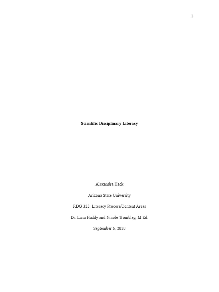 Scientific Disciplinary Literacy | PDF | Literacy | Inference