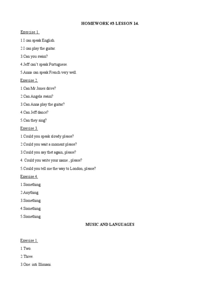 Exercise 1.: Homework #3 Lesson 14 | PDF | Sound | Musical Instruments