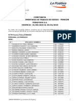 SCTR La Positiva Seguro Com. de Trabajo de Riesgo Pension Del 01.08.19 Al 30.04.20