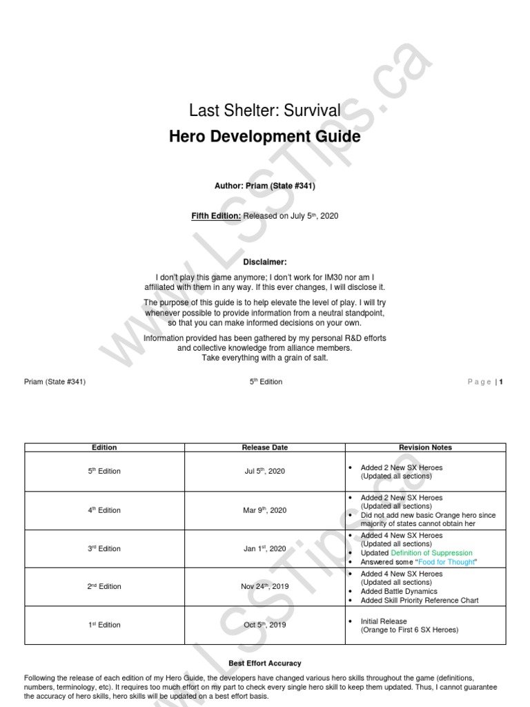 LSS Hero Development Guide 5E PDF Leisure