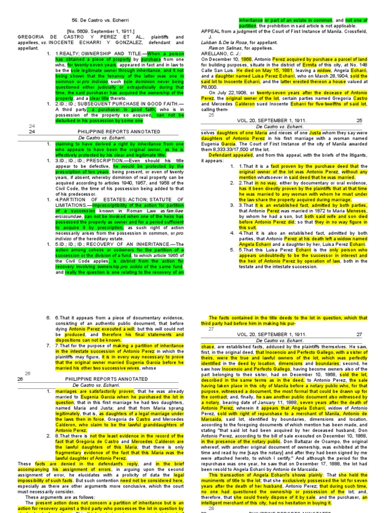 de Castro vs. Echarri Download Free PDF Statute Of Limitations
