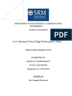 Low Dynamic Power High Performance Adder: Department of Electronics & Communication Engineering M.Tech Vlsi Design