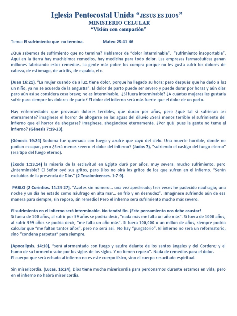 6 - El Sufrimiento Que No Termina | PDF | Infierno | Oración
