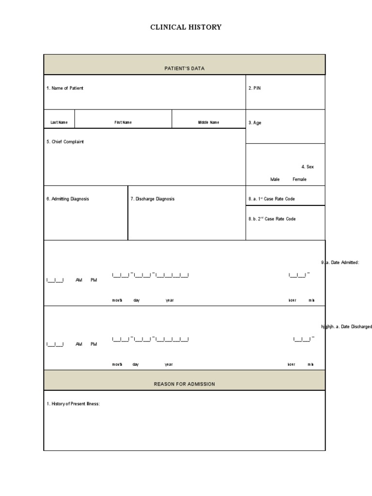 Clinical History: Patient'S Data | PDF | Diseases And Disorders | Human ...