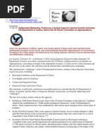Human Rights Alert: US Department of Justice, Before The US House Committee On Appropriations