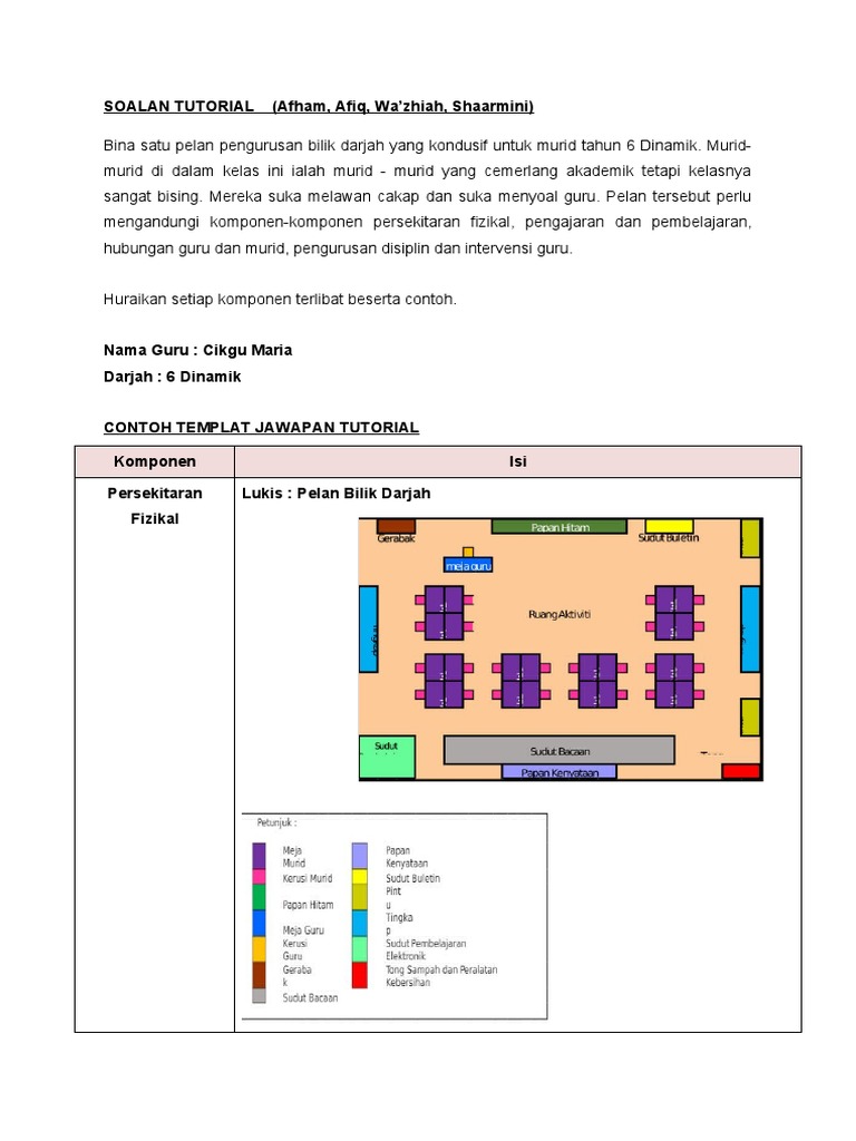Soalan Tutorial Pelan Perancangan Pengurusan Bilik Darjah 16 11 20 Pdf