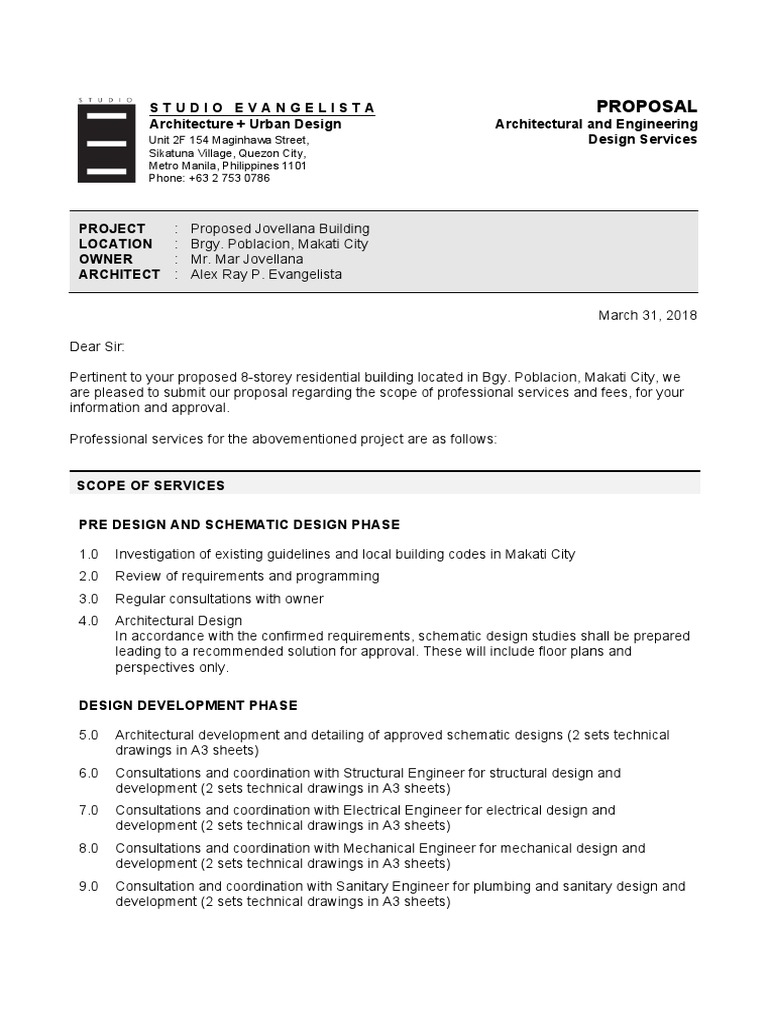 Jovellana Proposal PDF PDF Architect Value Added Tax