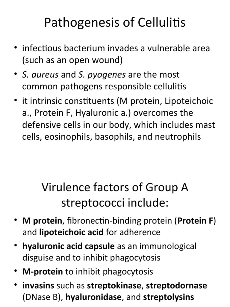 Cellulitis Pathogenesis and Virulence Factors | PDF