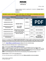 Notice: Review Class & Review Test Plan (921 Lot-Regular & Weekend Batches)