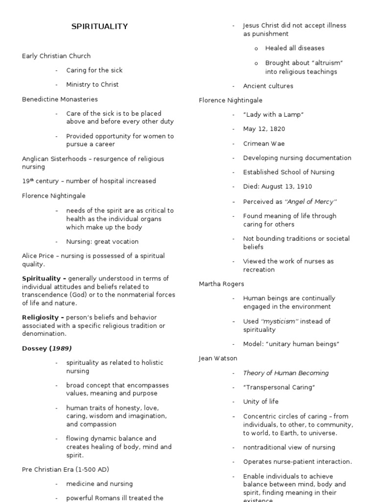 SPIRITUALITY | PDF | Spirituality | Nursing