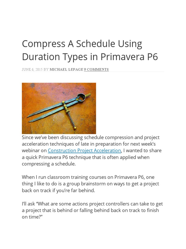 Compressing Schedule in Primavera P6 | PDF | Business