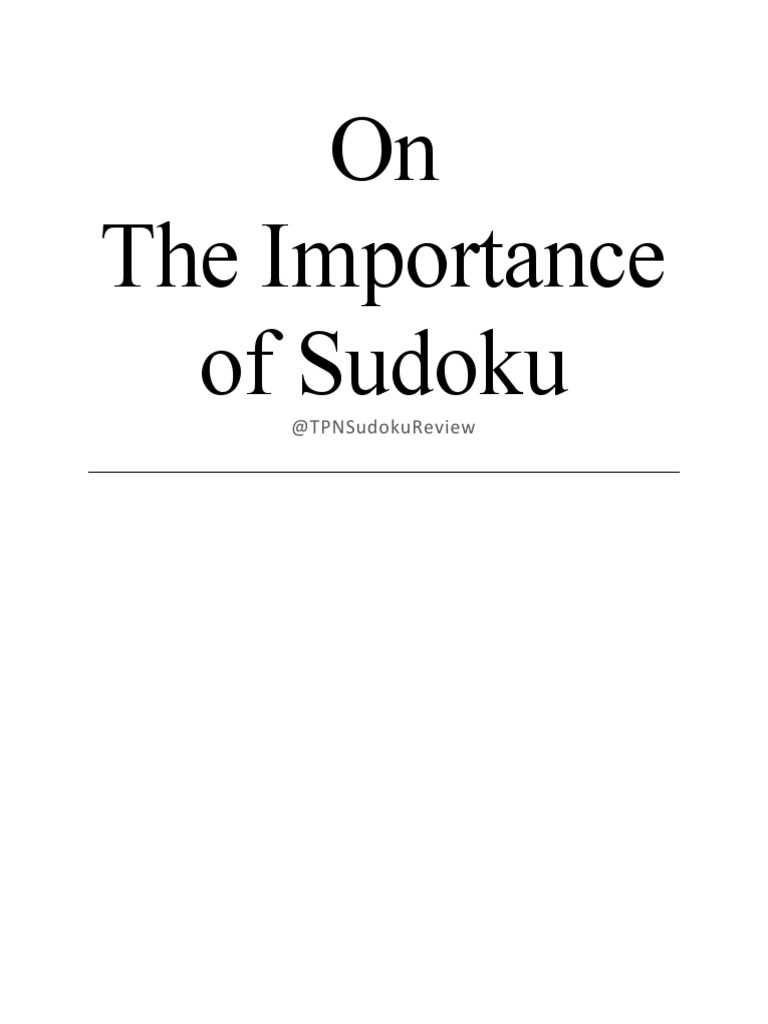 On The Importance of Sudoku PDF Crossword Puzzles