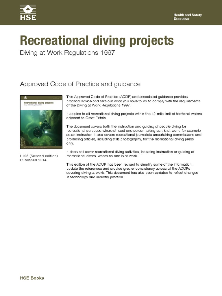 Diving at Work Regulations Guidance | PDF | Scuba Diving | Underwater ...