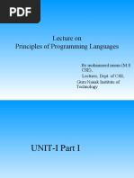 Lecture On Principles of Programming Languages