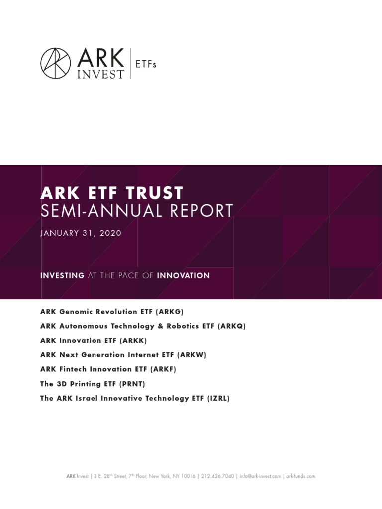 Ark Etf Trust SemiAnnual Report PDF Exchange Traded Fund Stock