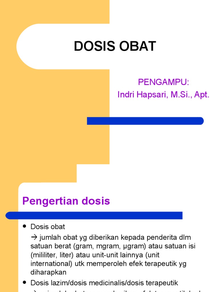 Dosis Obat: Pengertian dan Perhitungan | PDF