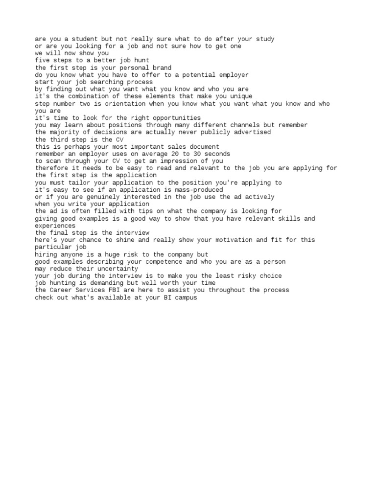 The Job Hunting Process Transcript PDF