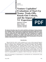 Venture Capitalists' Evaluations of Start-Up Teams: Trade-Offs, Knock-Out Criteria, and The Impact of VC Experience